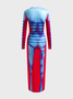【Final Sale】Body Print Crew Neck Human Body Long Sleeve Maxi Dress