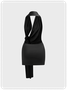 Backless Halter Plain Sleeveless Short Dress
