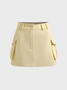 Cargo Pockets Plain Short Skirt