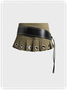Belt Pleated Metal Plain Short Skirt