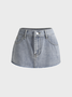 Plain Short Denim Skirt