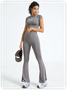 Activewear Plain Top With Pant Two-Piece Set