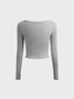 【Final Sale】Activewear Basic Crew Neck Plain Long Sleeve T-Shirt