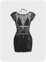 Lace Up Cut Out Plain Top With Skirt Matching Set