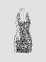 【Final Sale】Backless Halter Ombre Sleeveless Short Dress