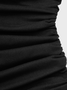 【Final Sale】Split Wrinkled Cold Shoulder Plain Long Sleeve Short Dress