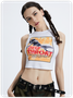 Street White Figure Letter Top Tank Top & Cami