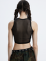 【Final Sale】Edgy Black Mesh Hand Party Top Tank Top & Cami