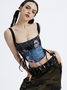 Street Black Figure print Lace up Top Tank Top & Cami