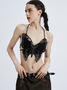 Y2k Black Embroidery Butterfly Top Tank Top & Cami