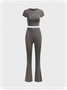 Activewear Plain Top With Pant Two-Piece Set