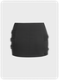 Cotton Metal Detail Zip Up Plain Short Skirt