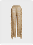 Knitted Fringe Plain Top With Pant Two-Piece Set
