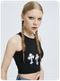 Y2K White Cross embroidery Basic Top Tank Top & Cami