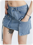 Street Multicolor Denim Pockets Bottom Skirt