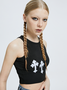 Y2K White Cross embroidery Basic Top Tank Top & Cami