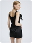 Tie Bow Spaghetti Plain Short Dress