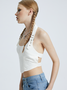 Y2k White Belt Backless Top Tank Top & Cami