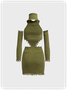 Turtleneck Knitted Plain Two-Piece Set