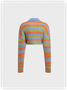 Knitted Shawl Collar Striped Long Sleeve Cardigan