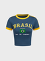 Brasil Crew Neck Color Block Short Sleeve T-Shirt