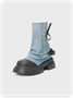 Denim Platform Below Knee Cowboy Boots