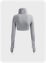 Fuzzy Patchwork Sherpa Stand Collar Long Sleeve Crop Top