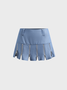 【Final Sale】Denim Zipper Plain Short Skirt