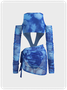 Cut Out Metal Ombre Tie Dye Top With Skirt Set
