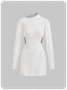 Cut Out Plain Long Sleeve Short Sweater Dress