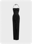 Split Strapless Plain Maxi Dress