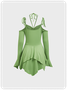 Irregular Hem Strapless Plain Long Sleeve Short Dress