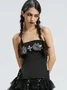 Hotfix Rhinestone Strapless Cross Cami Top