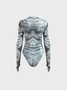 【Final Sale】Half Turtleneck Geometric Long Sleeve Bodysuit