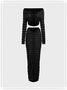 Texture Fabric Plain Top With Skirt Two-Piece Set