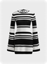 Backless Design Crew Neck Striped Long Sleeve Short Dress