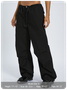 Street Black Cargo Drawstring Bottom Pants
