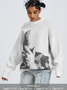 Crew Neck Face Long Sleeve Sweater