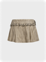 Suede Metal Detail Gradient Short Skirt