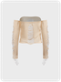 Knitted Cut Out Boat Neck Plain Long Sleeve Sweater