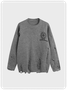 Hollow Out Crew Neck Cross Long Sleeve Sweater