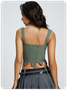 Y2k Khaki Lace up Corset Top Tank Top & Cami