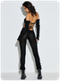 Knitted Hollow Out Halter Plain Sleeveless Jumpsuit