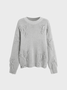 【Final Sale】Knitted Raw Edge Crew Neck Cross Long Sleeve Sweater