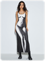 Edgy Black Body print Dress Midi Dress