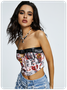 Jersey Cut Out Strapless Figure Cami Top With Belt