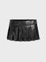 PU Plain Short Skirt With Removable Metal Ring