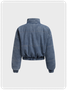 Denim Stand Collar Pocket Plain Long Sleeve Jacket
