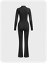 Crew Neck Plain Long Sleeve Jumpsuit