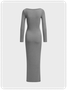 Crew Neck Plain Long Sleeve Maxi Dress